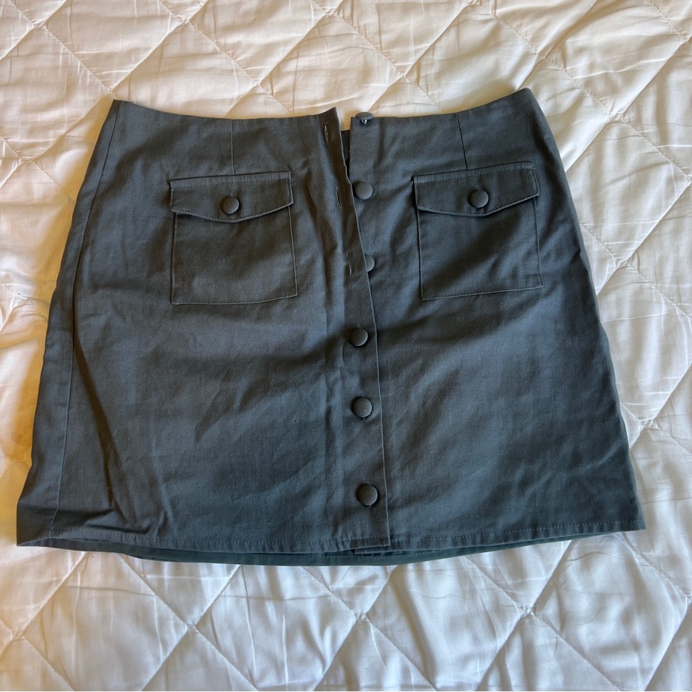 Listicle Charcoal Button-Down Mini Skirt